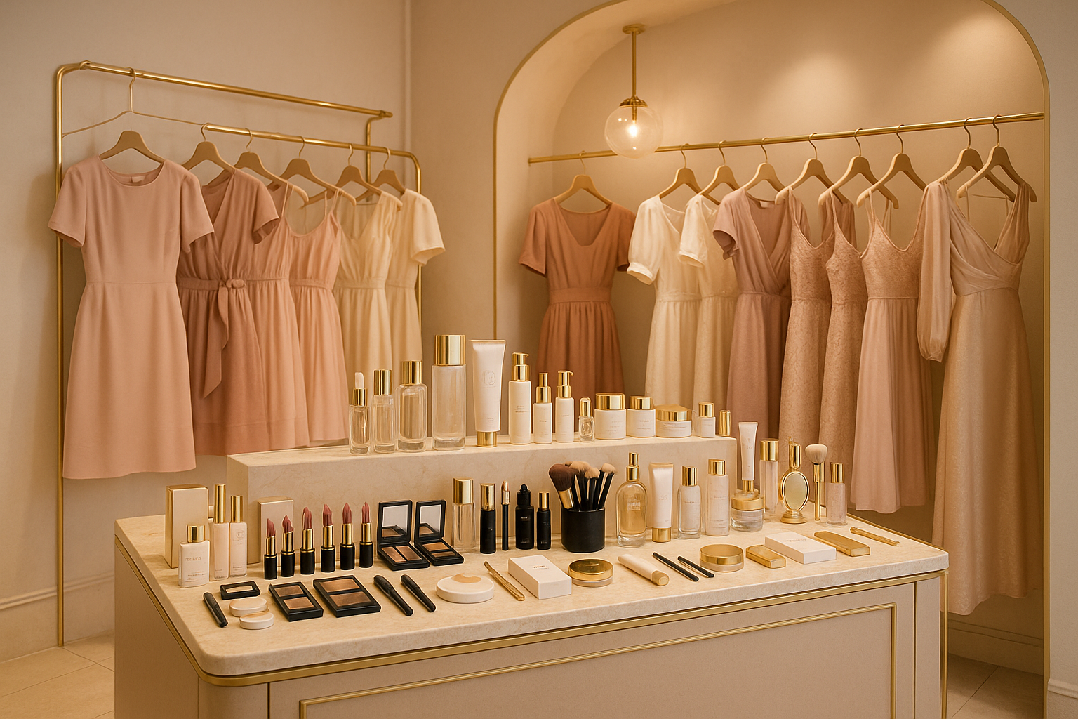 dans cette boutique je vends de la cosmetique et des robes donc propose moi une image 